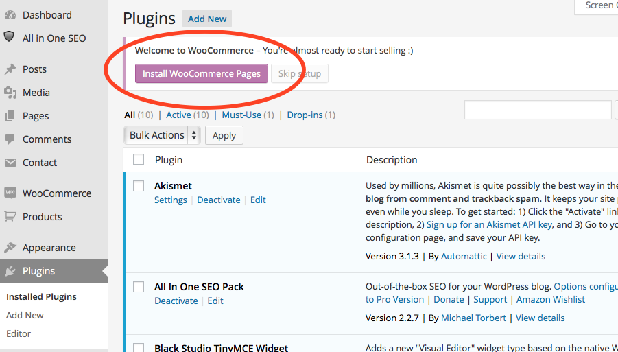 easily install woo commerce plugin wordpress